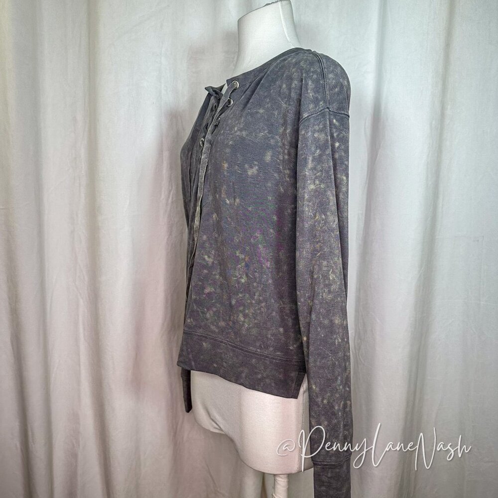 Mudd Lace Up Terry Sweatshirt Quiet Shade - Picture 5 of 9